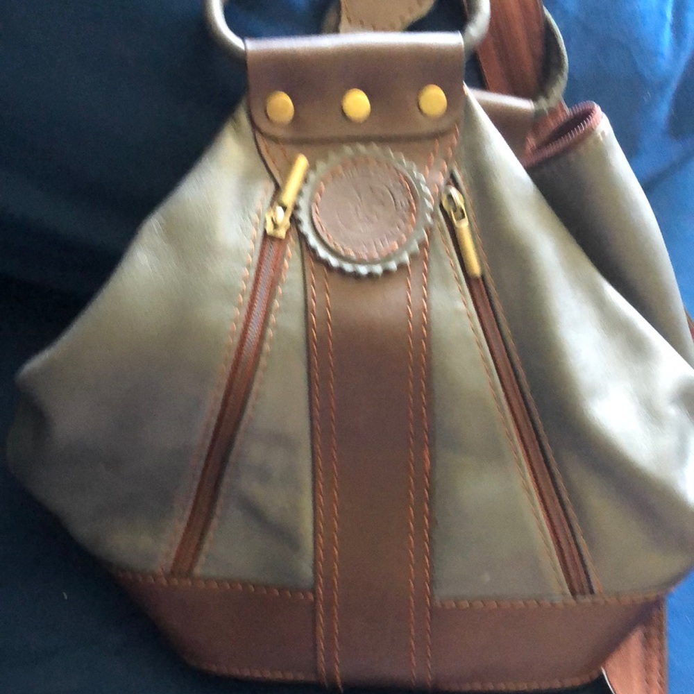 Genuine leather backpack purse